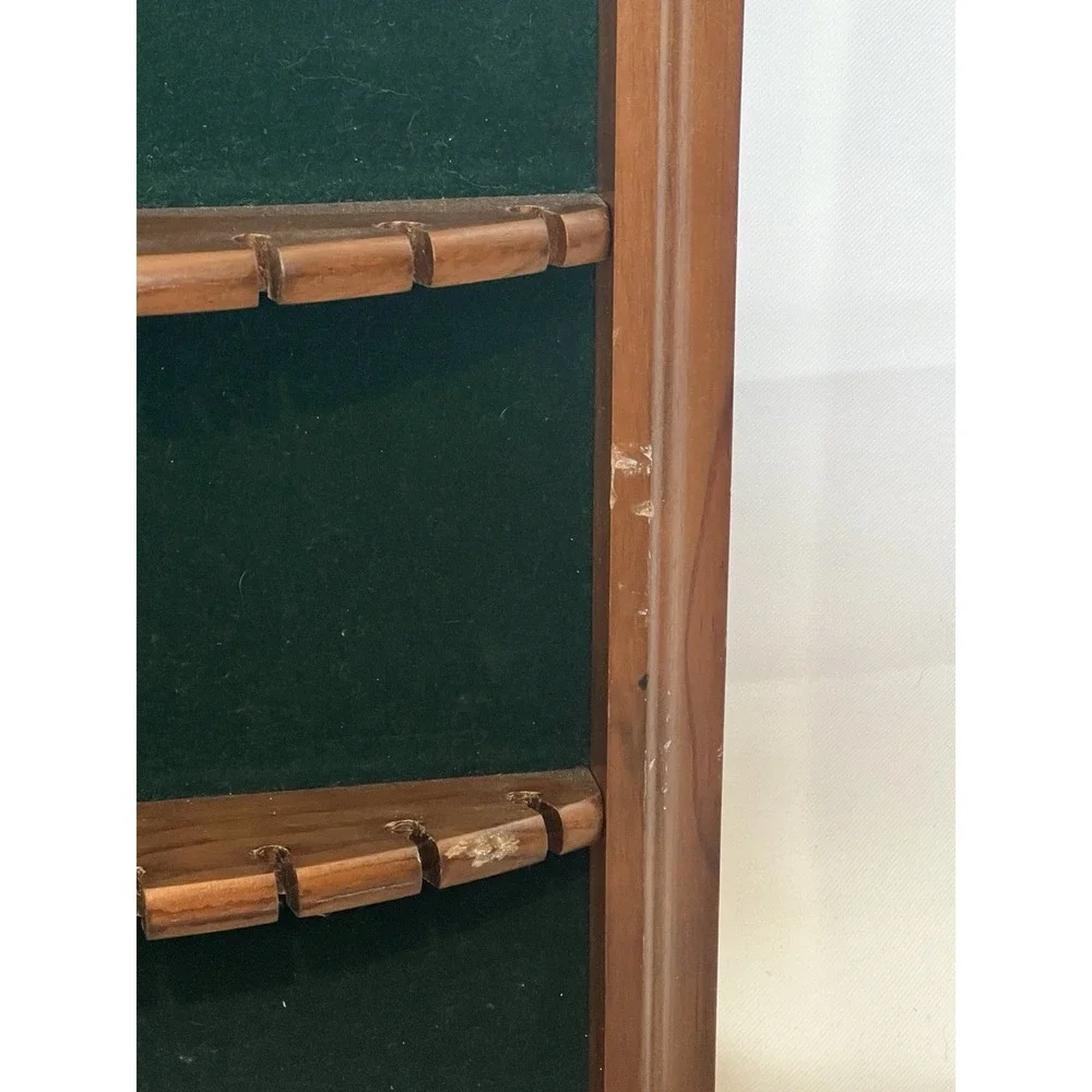 Vintage Spoon Collection Wall Hanging Display, Green Velvet‎ Background